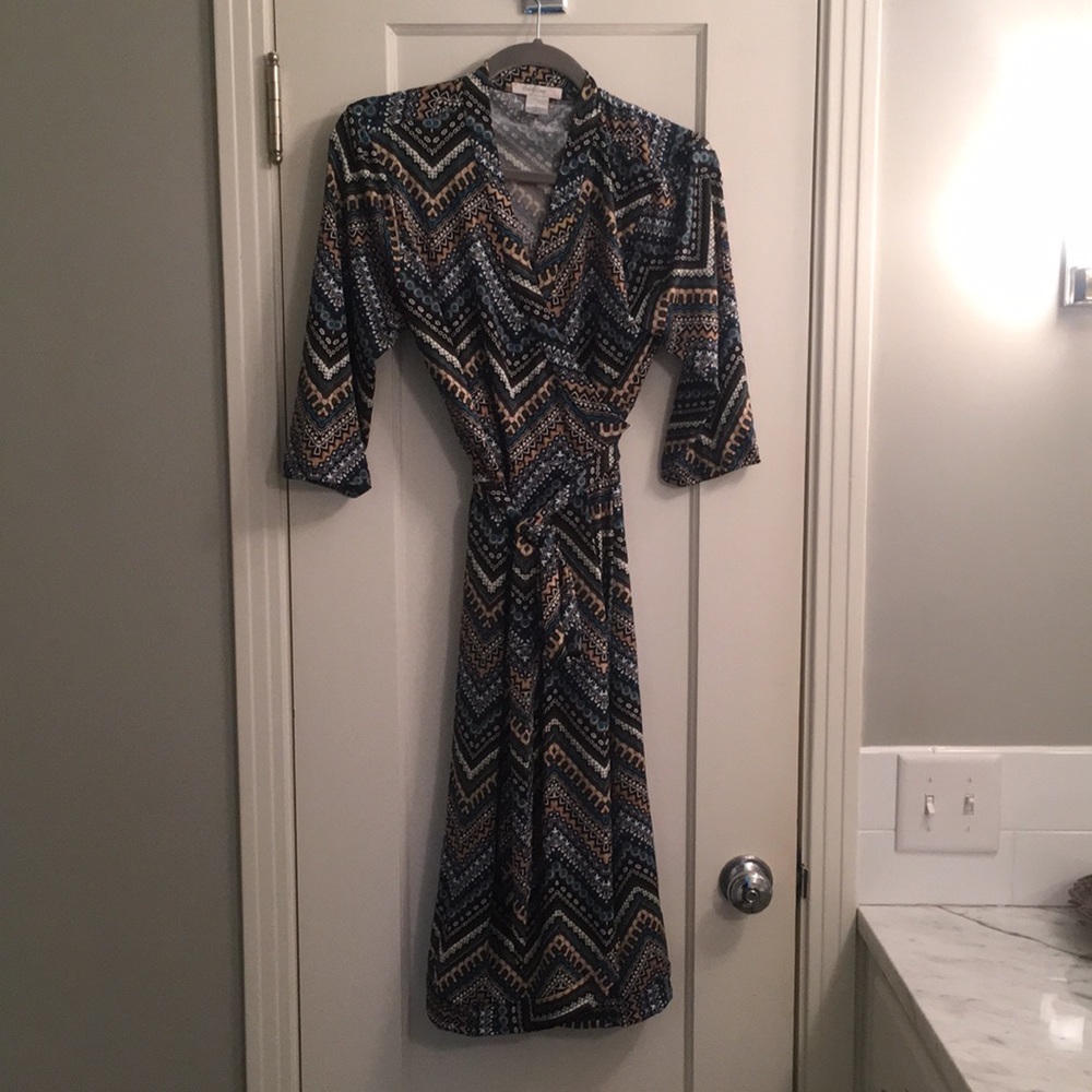 Maternity Dress - Blue Chevron